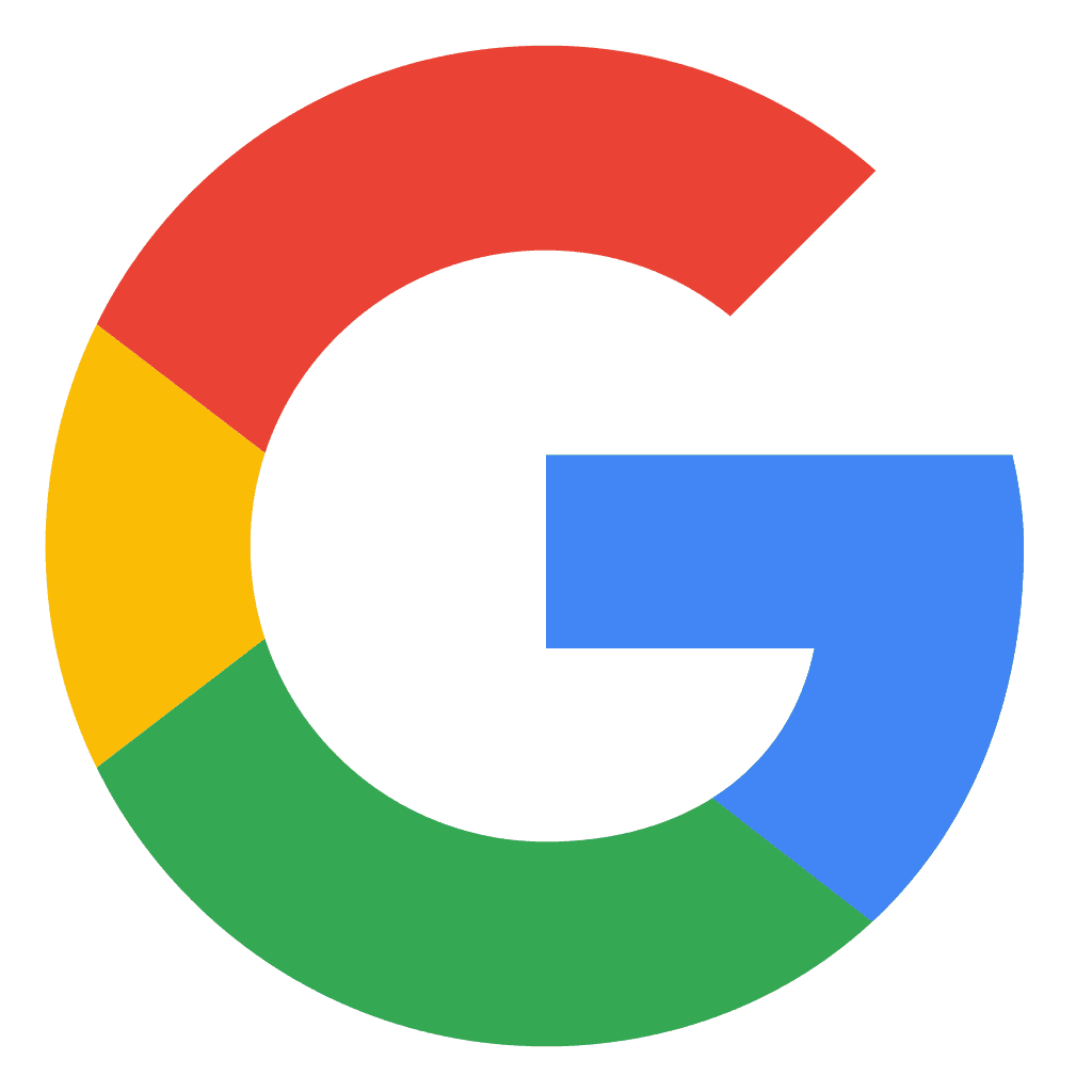 Google's multi-colored "G" logo featuring segments of red, yellow, green, and blue on white.